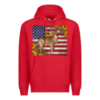 Red Western American Flag And Deer Premium Hoodie - LillyAllenDesigns