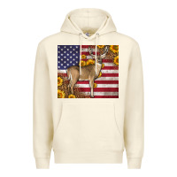 Sandshell Western American Flag And Deer Premium Hoodie - LillyAllenDesigns
