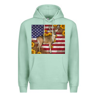 Seafoam Western American Flag And Deer Premium Hoodie - LillyAllenDesigns