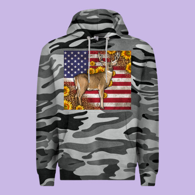 Western American Flag And Deer Premium Hoodie Designed By Lillyallendesigns