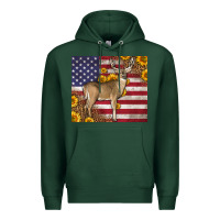 Sports Green Western American Flag And Deer Premium Hoodie - LillyAllenDesigns