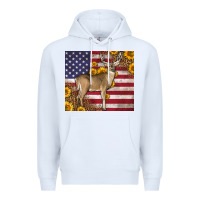 White Western American Flag And Deer Premium Hoodie - LillyAllenDesigns