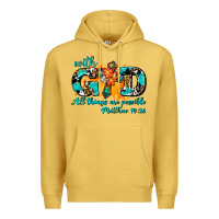 Antique Gold with god all things are possible. cross Premium Hoodie - AdoDesignShop