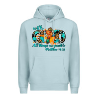 Blue Mist with god all things are possible. cross Premium Hoodie - AdoDesignShop