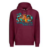 Burgundy with god all things are possible. cross Premium Hoodie - AdoDesignShop