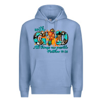 Colony Blue with god all things are possible. cross Premium Hoodie - AdoDesignShop