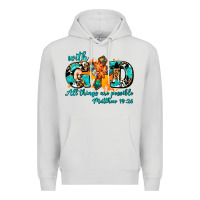 Dove Grey with god all things are possible. cross Premium Hoodie - AdoDesignShop