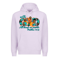 Lilac with god all things are possible. cross Premium Hoodie - AdoDesignShop