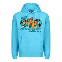 Ocean Blue with god all things are possible. cross Premium Hoodie - AdoDesignShop