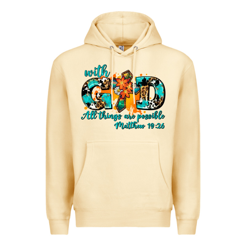 With God All Things Are Possible. Cross Premium Hoodie by AdoDesignShop | Teevron