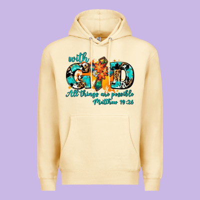 With God All Things Are Possible. Cross Premium Hoodie Designed By Adodesignshop