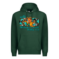 Sports Green with god all things are possible. cross Premium Hoodie - AdoDesignShop