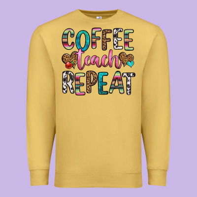 Coffee Teach Repeat Premium Sweatshirt Designed By Hra Design Shop