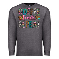Charcoal Heather coffee teach repeat Premium Sweatshirt - HRA Design Shop