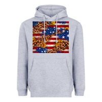 Heather Grey 4th of July USA flag leopard sunflower 20oz tumble Heavyweight Hoodie - Neo Western