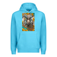 Ocean Blue Western Navajo Churro Sheep Premium Hoodie - LillyAllenDesigns