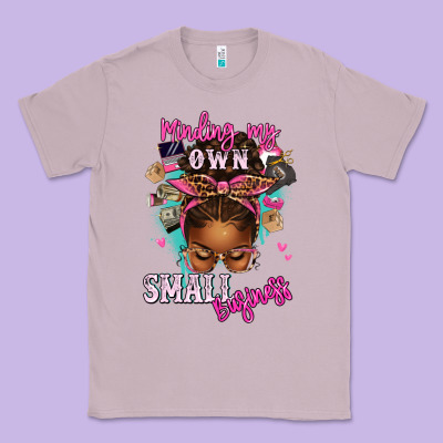 Classic Tee minding my own small business afro messy bun