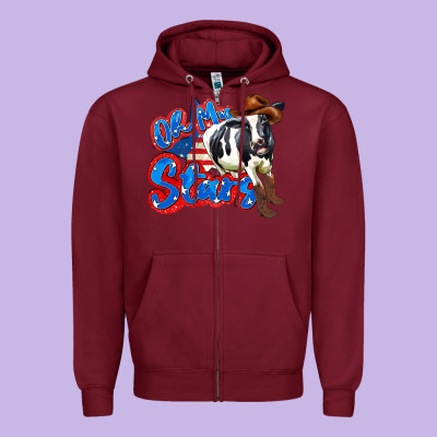 Oh My Stars Cow Zipper Hoodie Designed By Zillion Design Studio