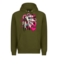 Army Green indian headdress with hearts valentine's day Premium Hoodie - Jasminsmagicworld