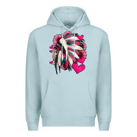 Blue Mist indian headdress with hearts valentine's day Premium Hoodie - Jasminsmagicworld