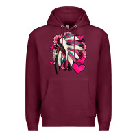 Burgundy indian headdress with hearts valentine's day Premium Hoodie - Jasminsmagicworld