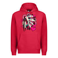 Cardinal indian headdress with hearts valentine's day Premium Hoodie - Jasminsmagicworld