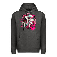 Charcoal Heather indian headdress with hearts valentine's day Premium Hoodie - Jasminsmagicworld