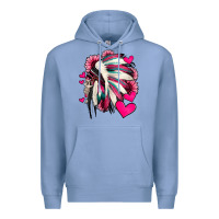 Indian Headdress With Hearts Valentine's Day Premium Hoodie | Teevron