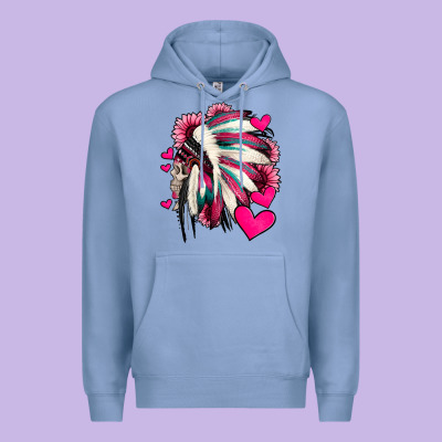 Indian Headdress With Hearts Valentine's Day Premium Hoodie Designed By Jasminsmagicworld
