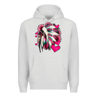 Dove Grey indian headdress with hearts valentine's day Premium Hoodie - Jasminsmagicworld