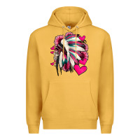 Mustard indian headdress with hearts valentine's day Premium Hoodie - Jasminsmagicworld