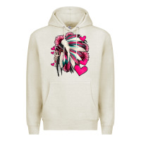 Oatmeal Heather indian headdress with hearts valentine's day Premium Hoodie - Jasminsmagicworld
