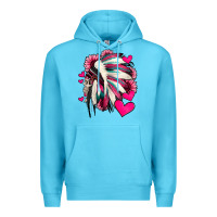 Ocean Blue indian headdress with hearts valentine's day Premium Hoodie - Jasminsmagicworld