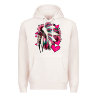 Pale Pink indian headdress with hearts valentine's day Premium Hoodie - Jasminsmagicworld