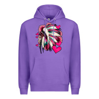 Purple indian headdress with hearts valentine's day Premium Hoodie - Jasminsmagicworld