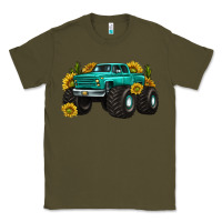 Army Green monster truck with sunflower western Classic Tee - texasbilliewilder