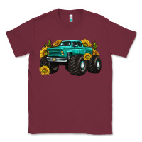 Burgundy monster truck with sunflower western Classic Tee - texasbilliewilder