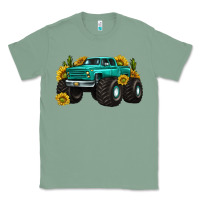 Sage monster truck with sunflower western Classic Tee - texasbilliewilder
