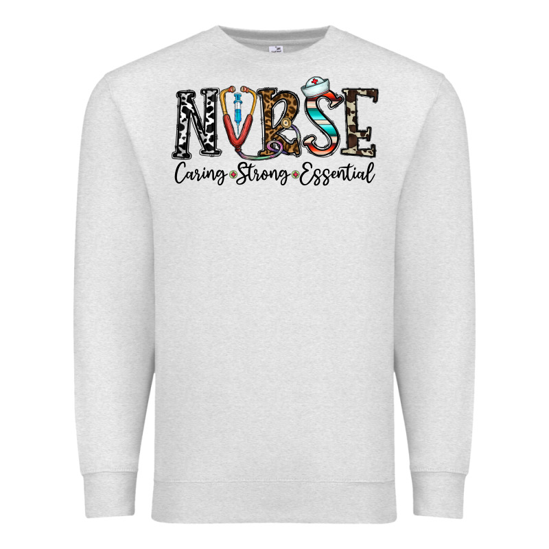 Nurse Caring Strong Essential Premium Sweatshirt by CowhideDigitalArt | Teevron