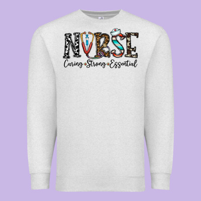 Nurse Caring Strong Essential Premium Sweatshirt Designed By Cowhidedigitalart
