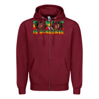 Burgundy black is beautiful juneteenth Zipper Hoodie - texasbilliewilder