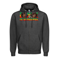 Charcoal Heather black is beautiful juneteenth Zipper Hoodie - texasbilliewilder