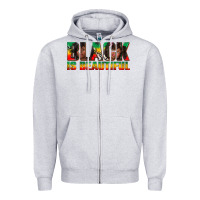 Heather Grey black is beautiful juneteenth Zipper Hoodie - texasbilliewilder