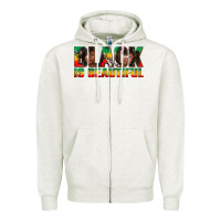 Oatmeal Heather black is beautiful juneteenth Zipper Hoodie - texasbilliewilder