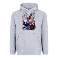 Heather Grey 4th of July gnomes truck Heavyweight Hoodie - CowGirlArtShop
