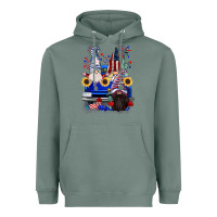 Sage 4th of July gnomes truck Heavyweight Hoodie - CowGirlArtShop