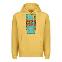 Antique Gold mom hereford cattle sunflowers on tooled leather slim can cooler Premium Hoodie - BarkalooDesign