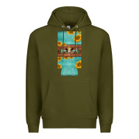 Army Green mom hereford cattle sunflowers on tooled leather slim can cooler Premium Hoodie - BarkalooDesign