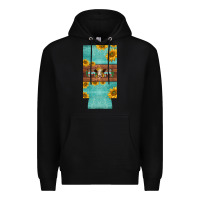 Black mom hereford cattle sunflowers on tooled leather slim can cooler Premium Hoodie - BarkalooDesign
