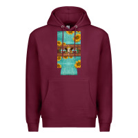 Burgundy mom hereford cattle sunflowers on tooled leather slim can cooler Premium Hoodie - BarkalooDesign